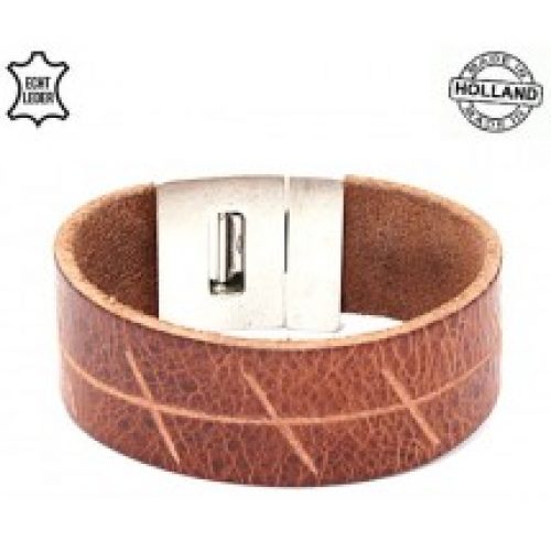 Heren armband echt leer bruin