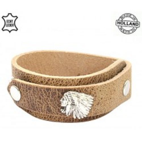 Lederen heren overlap armband Indian Dallas natural