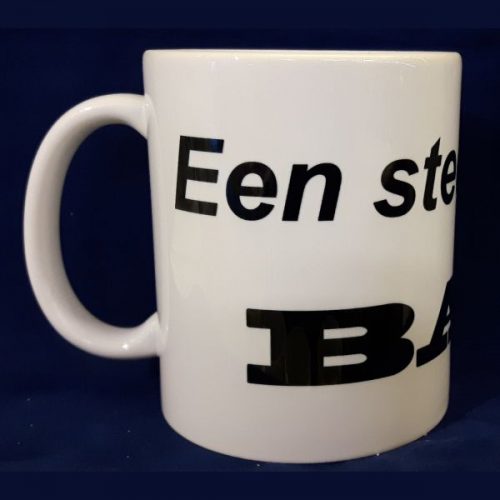 Witte koffiemok Een steengoede bak