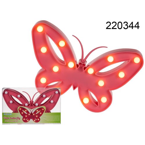 Roze vlinder lamp met 14 LED bolletjes