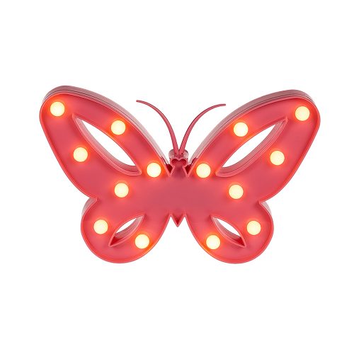 Roze vlinder lamp met 14 LED bolletjes
