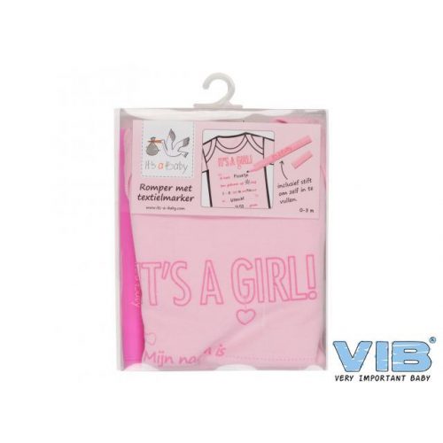 Romper met textielmarker roze girl van VIB