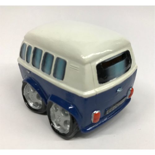 Spaarpot auto type volkswagen busje in blauw en wit