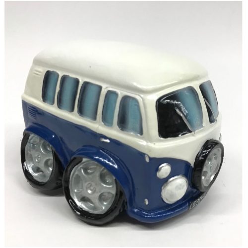 Spaarpot auto type volkswagen busje in blauw en wit