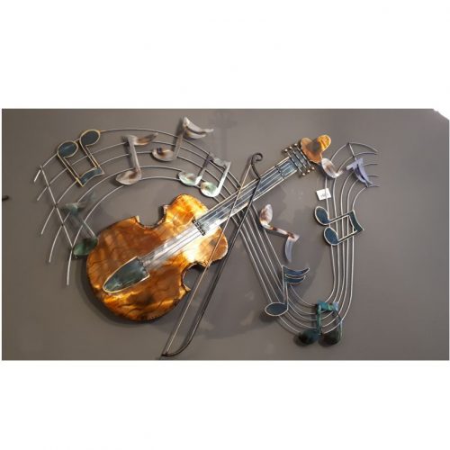 Wandbord muziek viool op notenbalk