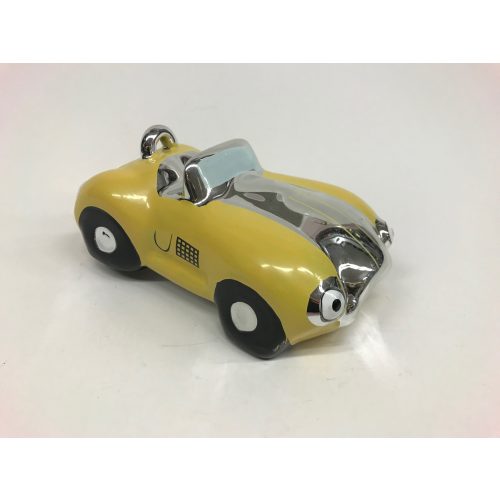 Spaarpot gele sportauto glimmend en gemaakt van keramiek