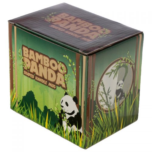 Mok van keramiek met panda handvat en bamboe print