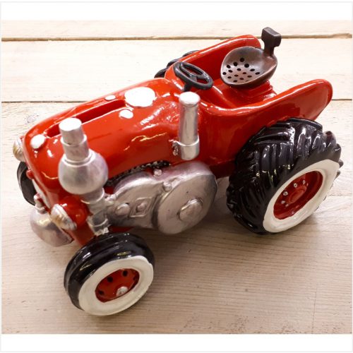 Spaarpot tractor rood erg gedetailleerd
