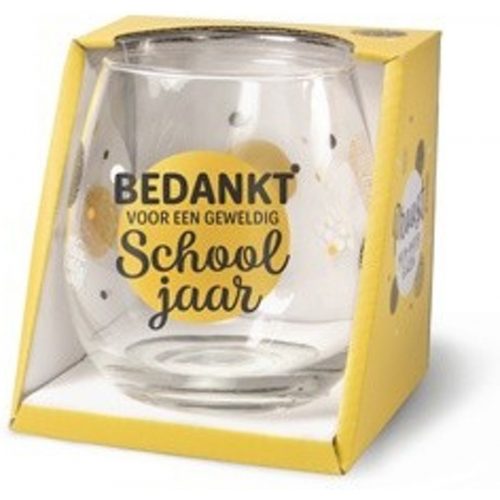 Water- wijnglas met tekst Bedankt voor een geweldig school jaar