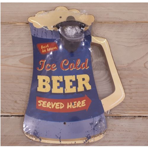 Bierpul opener Ice cold beer served here paars