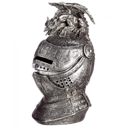 Spaarpot middeleeuwse ridder helm met draak