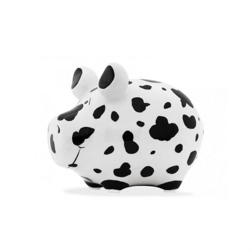 Spaarpot spaarvarken Dalmatier vlekken in wit en zwart