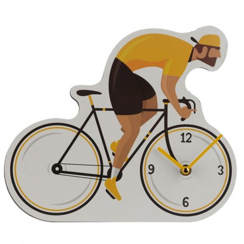 Wandklok fiets wielrenner met gele trui