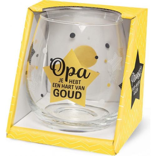 Water- wijnglas met tekst OPA je hebt een hart van goud