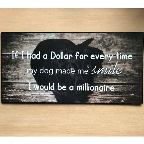 Groot tekstbord DOG made me smile I would be a MILLIONAIRE