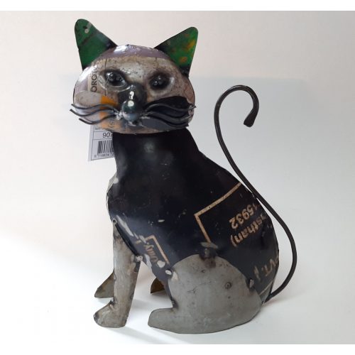 Metalen beeld kat industrieel gemaakt van oude oliedrums by Varios