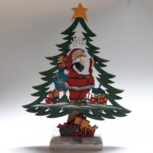 Decoratieve kerstboom met kerstman en kerstcadeaus 31cm hoog