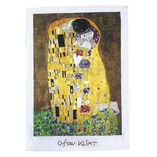 Theedoek kunstwerk De Kus van Gustav Klimt